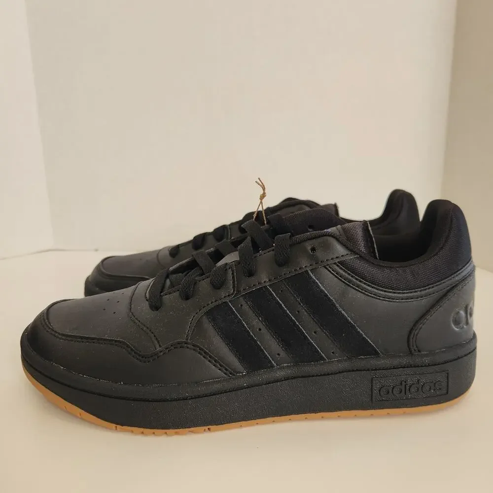adidas Men's Hoops 3.0 Low Classic Basketball Shoe, Black/Black/White, 7